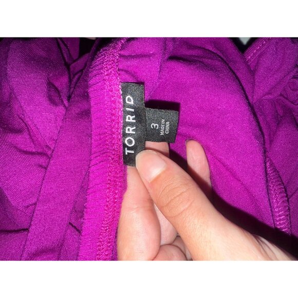 Purple Halter Neck 3 Plus Size Dress With Elastic Waist & Crossback - Picture 7 of 8